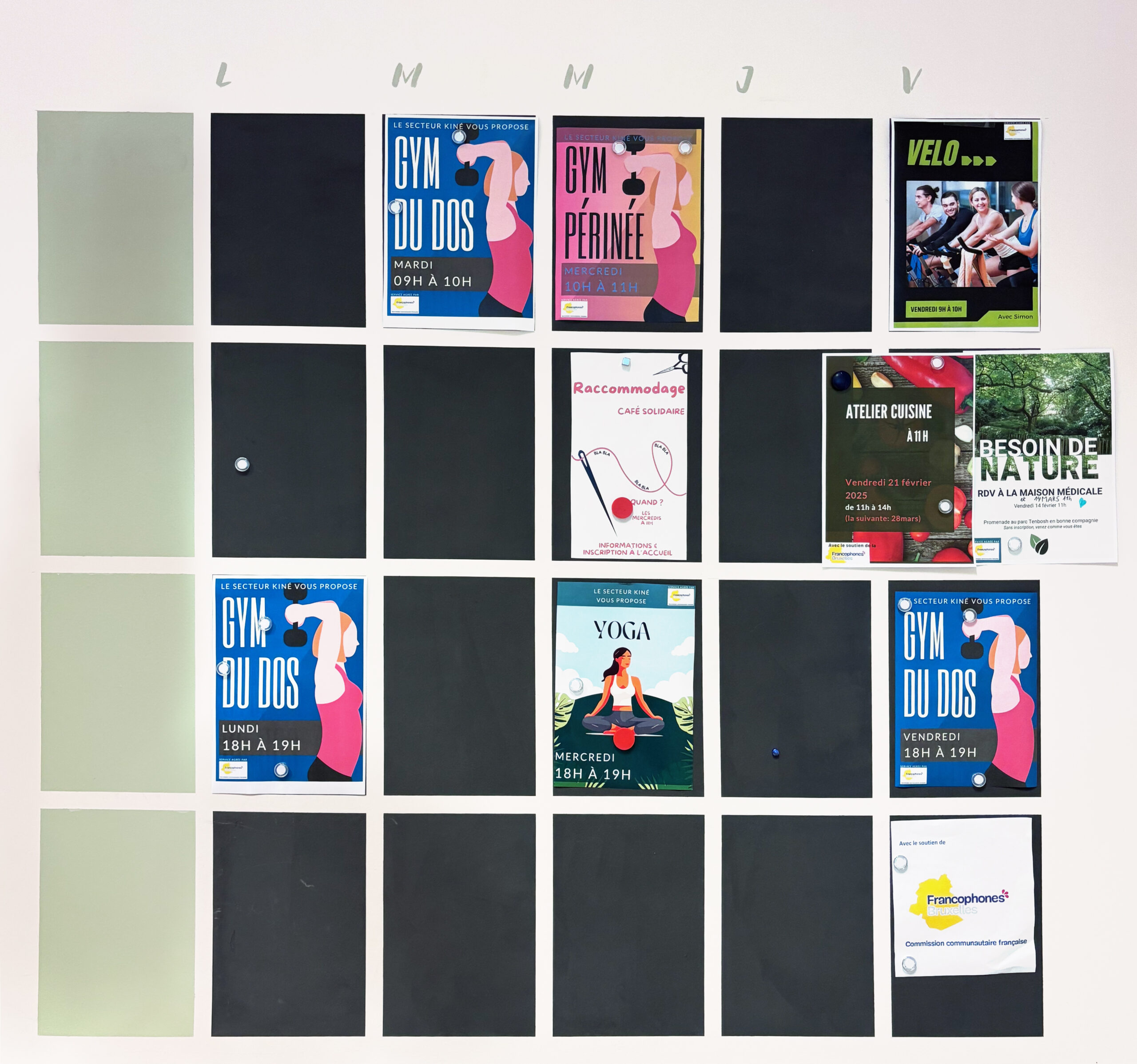 calendrier des activités régulières